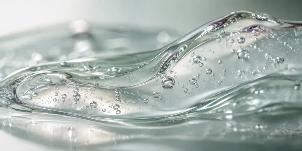 Transparente Gel-Textur in Nahaufnahme als Sinnbild für Hyaluronsäure