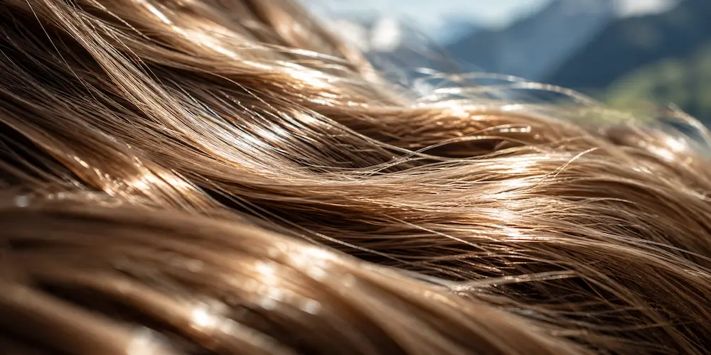Makroaufnahme glänzender Haarsträhnen in weichem Licht