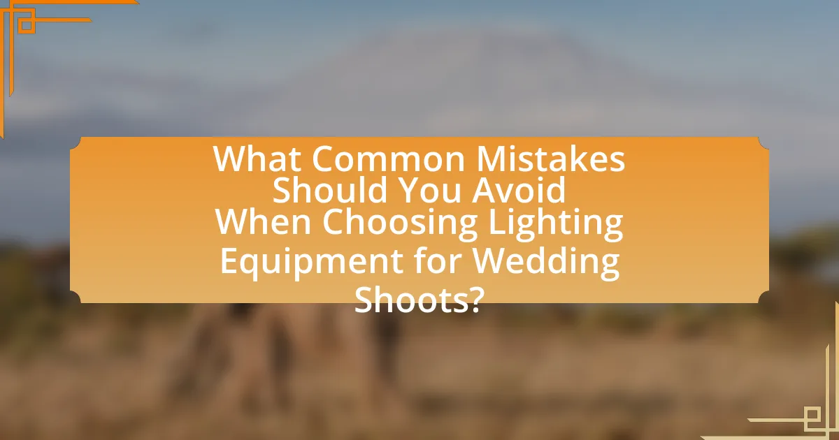What Common Mistakes Should You Avoid When Choosing Lighting Equipment for Wedding Shoots?